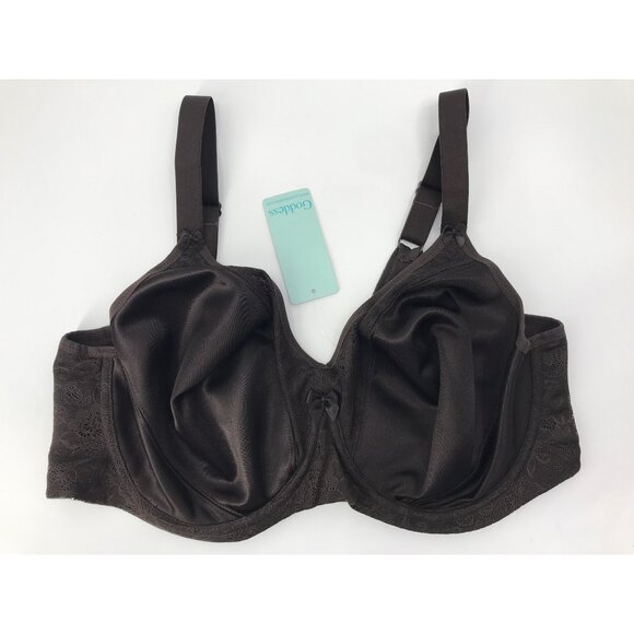 Goddess Yvette Moulded Underwire Satin Lace Bra Brown 38DDD NEW - Picture 7 of 7